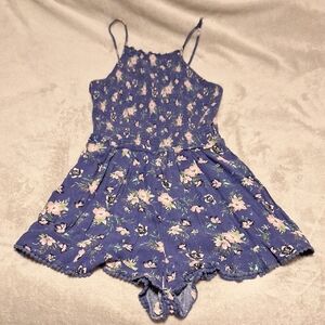 American Eagle Outfitters Floral Blue Kids Romper